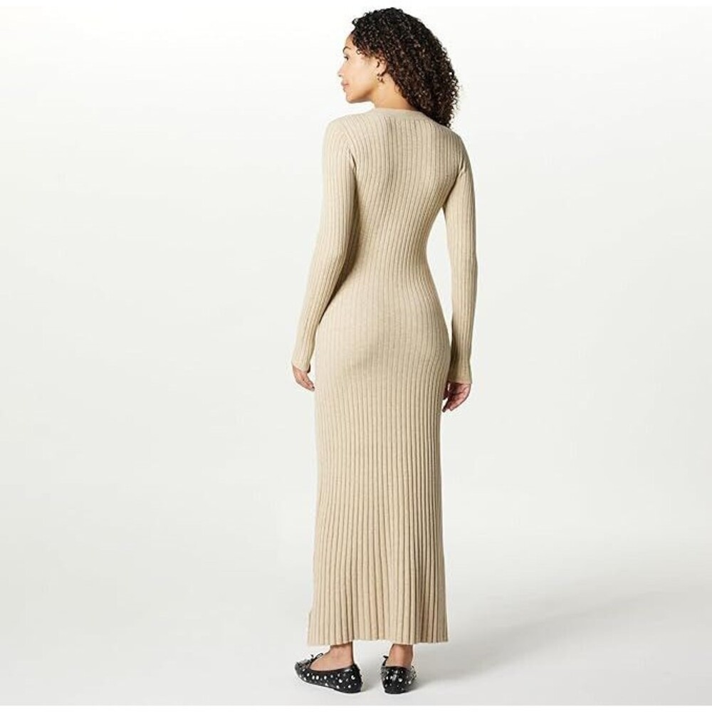The Drop Women's Ashlyn Ribbed Sweater Maxi‎ Dress, Taupe Heather, XXS